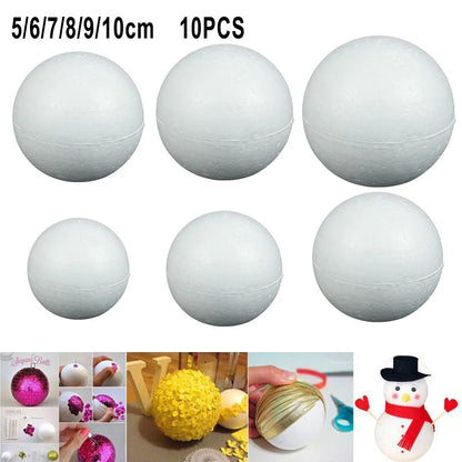 10pcs Solid Foam Ball Polystyrene Balls 50mm-100mm  Round DIY Accessory Handmade For Party Celebration Christmas Decoration Beauty World Shop