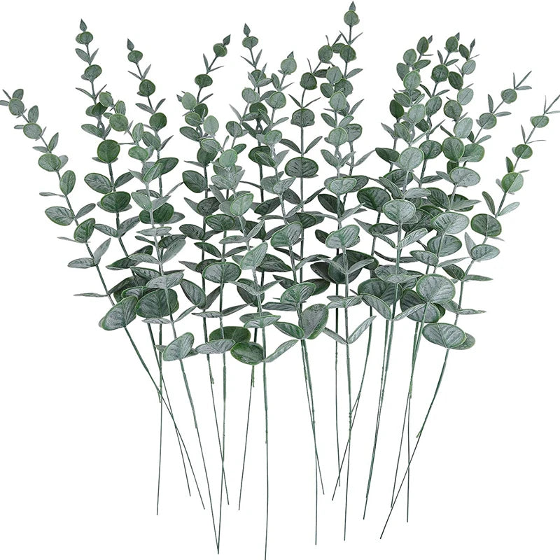10/20pcs Artificial Plants Eucalyptus Leaves Fake Plants Vase Home Table Party Wedding Bridal Bouquet Decorations Outdoor Garden Beauty World Shop