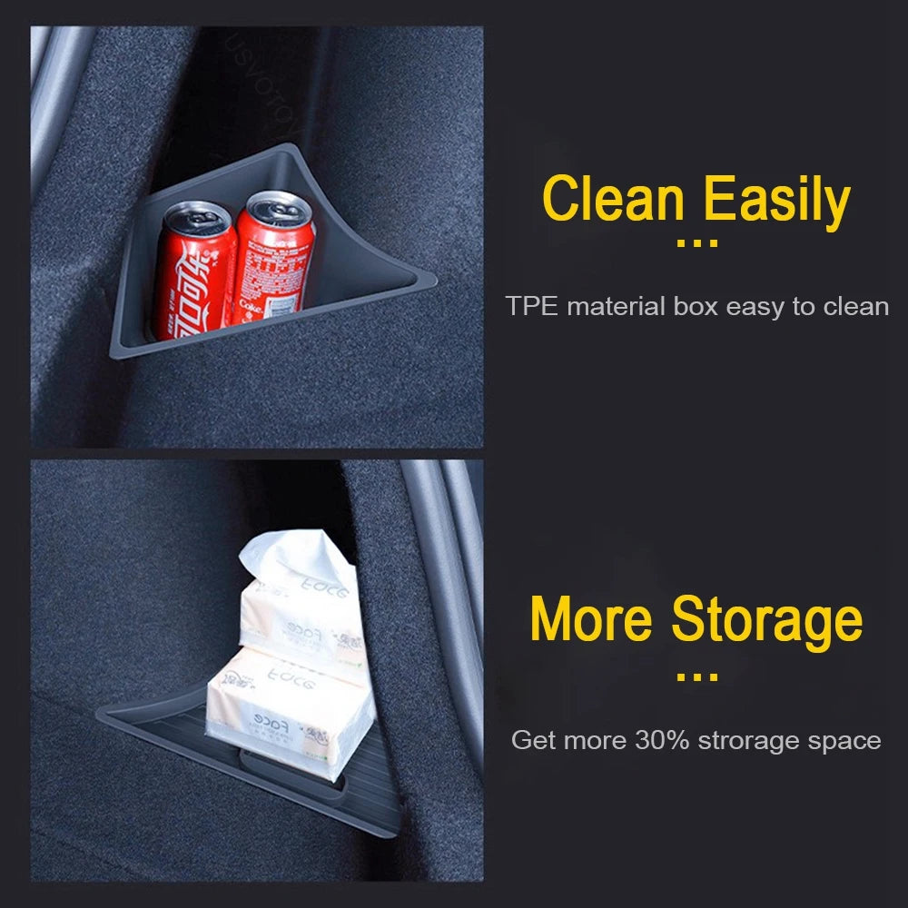 Trunk Organizer for Tesla Model 3 2024 2025 Waterproof Rear Trunk Storage Bins Side Box with Carpeted Lip Car Travel Accessories Beauty World Shop