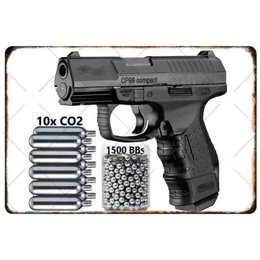 Cool Gun Poster Metal Tin Sign Man Cave Set 4 Vintage Firearm Wall Art Military Decor Bar Bedroom Garage Beauty World Shop