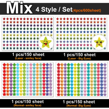 450-3000 Sheet Happy Face Stars Reward Sign Stickers Pack DIY Skateboard Suitcase Stationery Decals Decor Phone Laptop Gift Toys Beauty World Shop