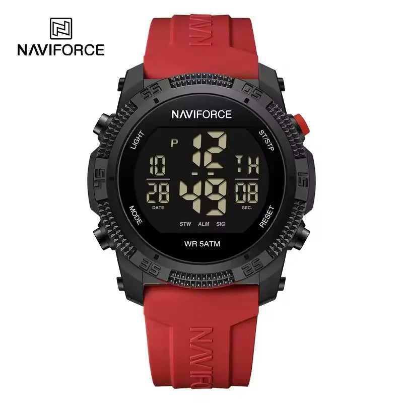 NAVIFORCE 7104 Sports Men's LCD Digital Leisure Date Week Alarm Clock Waterproof Silicone Strap Electronic Watch électronique Beauty World Shop