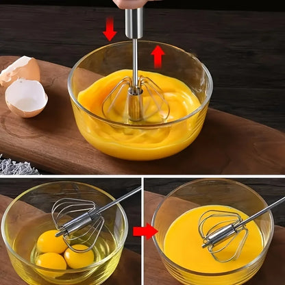 Stainless Steel Egg Beater Durable Semi-Automatic Mixer for Effortless Egg Cream Mixing Stirring and Beating for Kitchen Baking Beauty World Shop