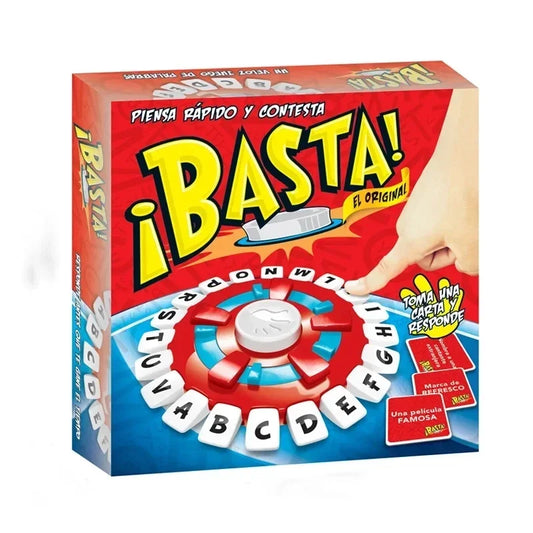 Basta Game Juego de Palabras, Spanish Vocabulary Letter Pressing Board Game, Fast Paced Family Party Game for Kids Adults Travel Beauty World Shop