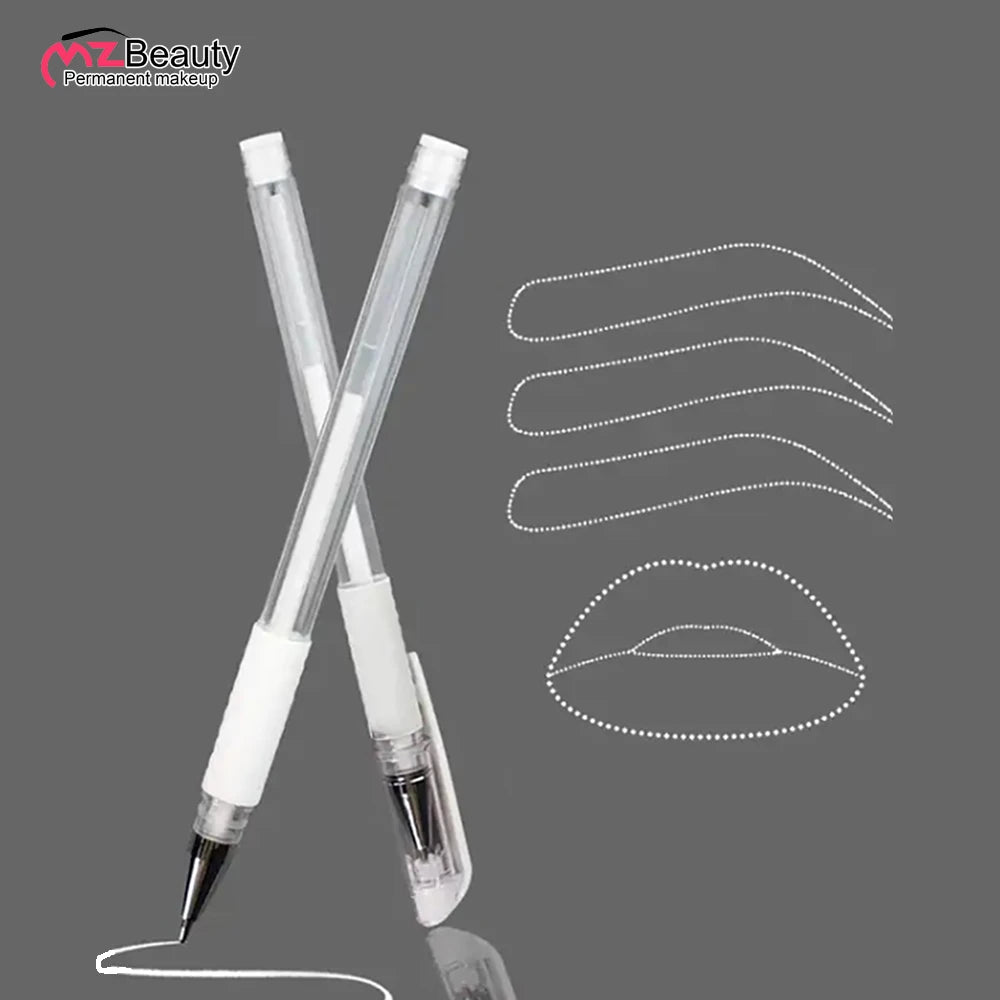 2PCS Eyebrow Marker Pen Microblading Surgical Skin Permanent Make up Supplies White Surgical Scribe Tool Tattoo Accessories Pens Beauty World Shop