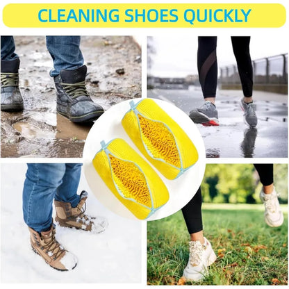 Durable Shoe Washing Machine Bag for All Shoe Types-Yellow with Blue Zipper,Ideal for Sneakers and Casual Shoes,Laundry Wash Bag Beauty World Shop