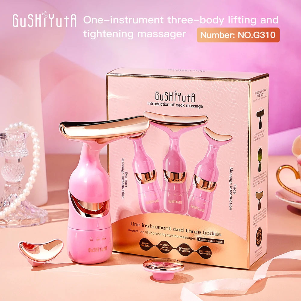 3 In 1 Facial Lifting Device Neck Facial Eye Massage Face Slimmer EMS Beauty Skin Tightening Wrinkle Anti Aging Face Massager Beauty World Shop