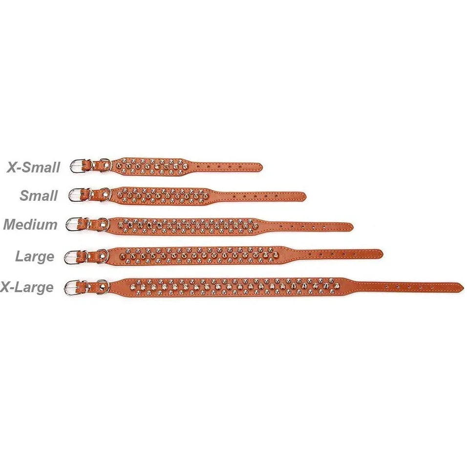 Adjustable Leather Pet Dog collar Neck Strap Supplies PU Leather Punk Rivet Spiked Dog Collar Pet Collars For Small Dog Cat Beauty World Shop
