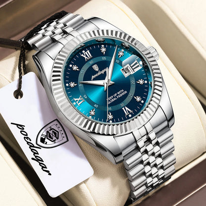 POEDAGAR Original Men Wristwatch Waterproof Luminous Date Business Man Clock Stainless Steel Quartz Military Men's Watches Reloj Beauty World Shop