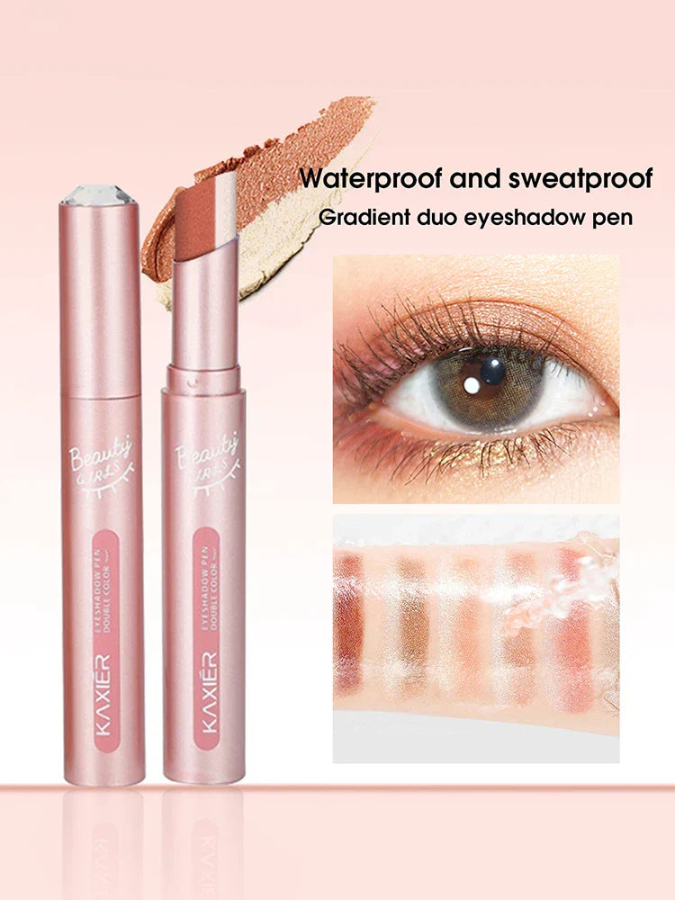 Gradient two-color eye shadow pen waterproof, sweat proof, not easy to smudge, pearlescent, fine shiny, lazy eye shadow s Beauty Trend Shop