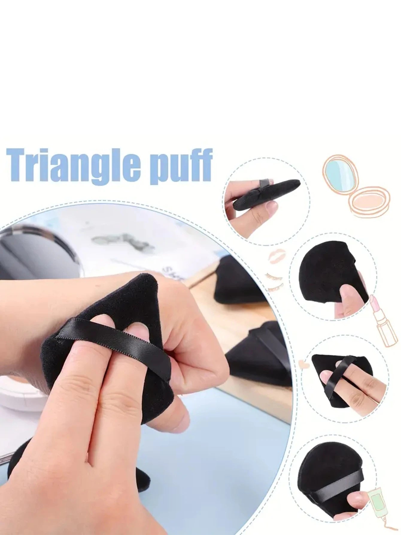 2Pcs/100Pcs  Triangle Powder Puff For Loose Powder Liquid Cosmetic Soft Plush Powder Puff Makeup Foundation Puff Makeup Tool Beauty World Shop
