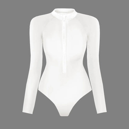 2026 Surfing Sport Swimsuit Long Sleeves Women One Piece Swimsuit  Swimwear Solid Monokini Bathing Suit Tropical Bodysuit Female Beauty World Shop