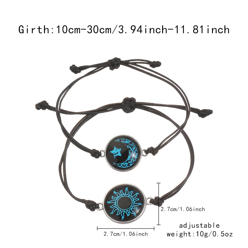 Romantic Luminous Sun Moon Couple Bracelets for Women Men Handmade Braided Rope Matching Bracelet Valentine's Day Jewelry Gifts Beauty World Shop