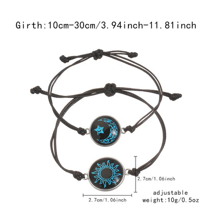Romantic Luminous Sun Moon Couple Bracelets for Women Men Handmade Braided Rope Matching Bracelet Valentine's Day Jewelry Gifts Beauty World Shop