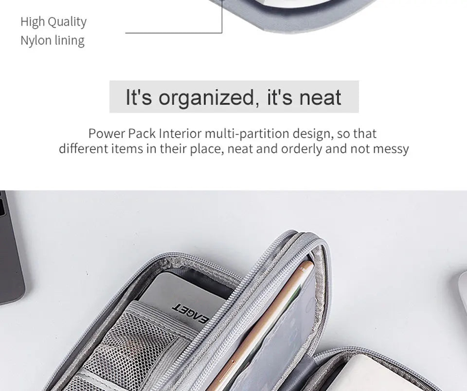Data Cable Storage Bag Waterproof Portable Carry Case  Storage Bag Travel Organizer Bag for Cable Cord USB Charger Beauty World Shop
