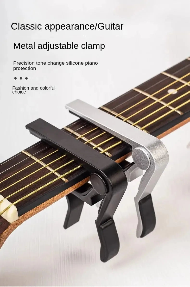 7pcs Guitar Capo for Acoustic And Electric Guitars With 5 Picks for Free And 1 Holder,Black; Silver Beauty World Shop