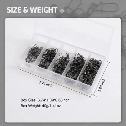 50pc/box Stainless Steel Fishing Connector Pin Bearing Rolling Swivel with Snap Fishhook Lure Accessories Beauty World Shop