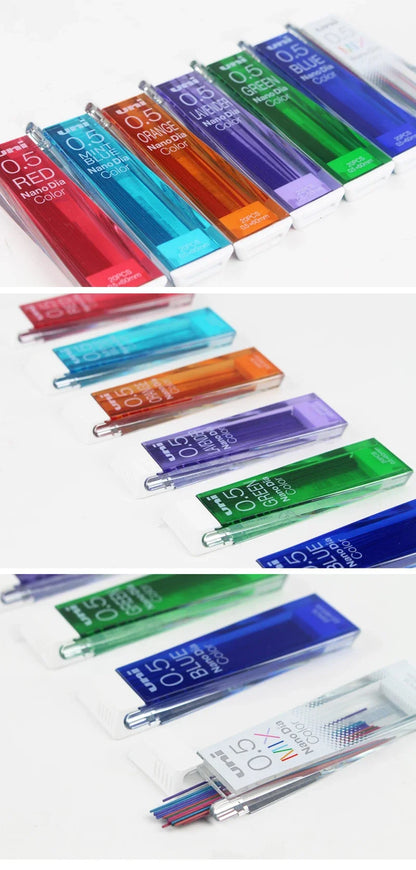 Japan Uni Nano Dia Color 0.5-202NDC Colored Mechanical Pencil Leads Refills 0.5mm Writing Supplies 202NDC Beauty World Shop