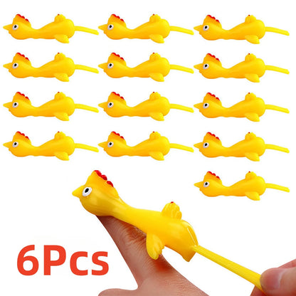 6-12pcs Novelty Catapulted Ejection Chicken Toy Light Rubber Finger Prank Flying Toy Slingshot Chicken Finger Toys Turkey Sticky Beauty World Shop