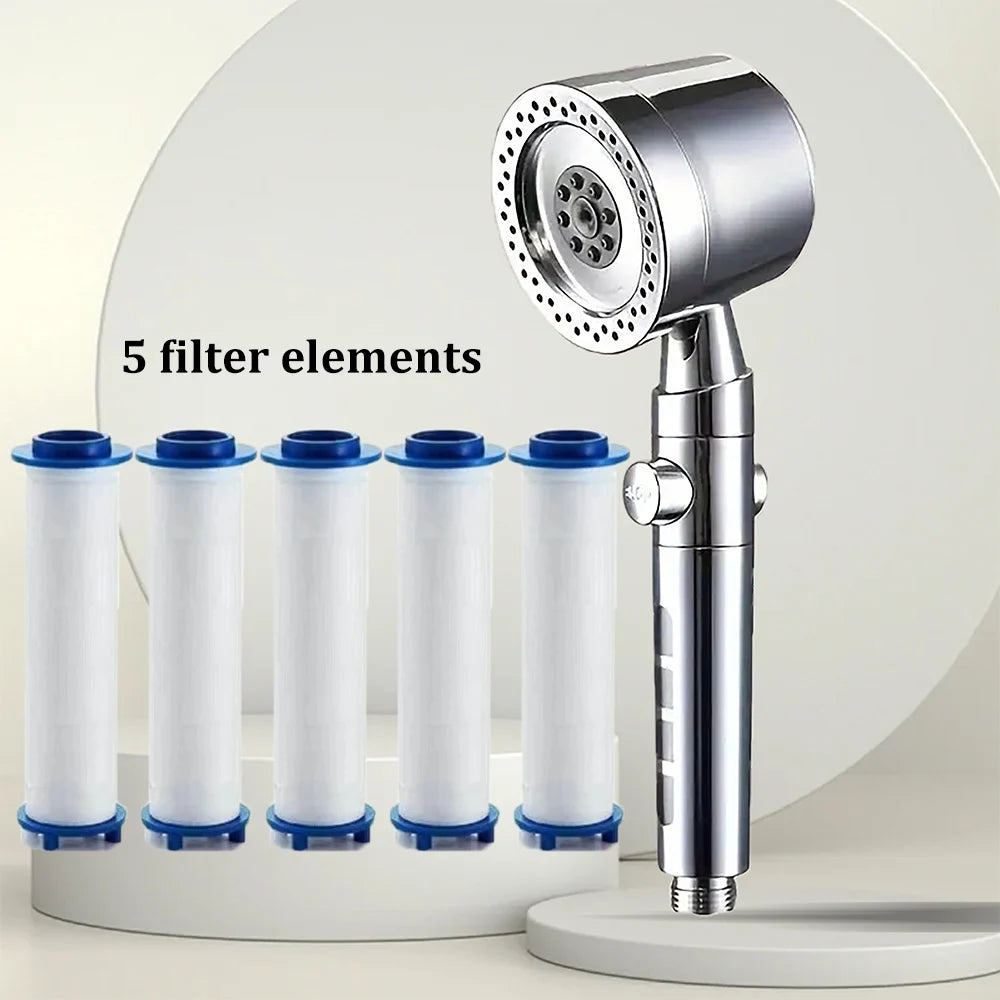 New High Pressure Water Saving Filter Shower Head 5 Modes Handheld Shower Head One Button Stop Bathroom Accessories Set Beauty World Shop