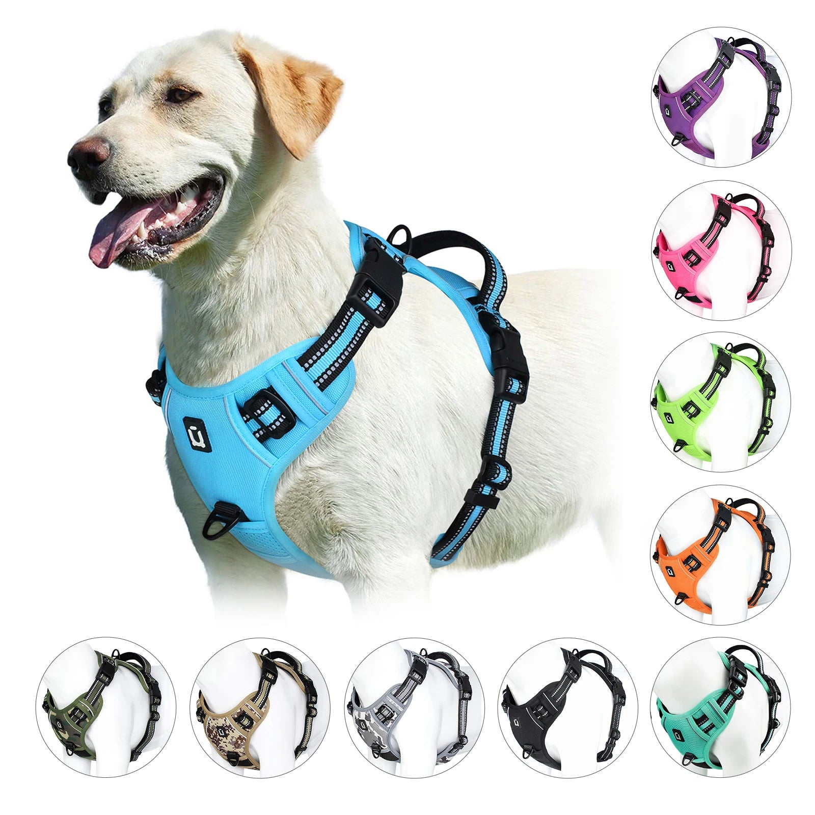 No Pull Dog Harness, Adjustable Soft Padded Pet Vest with Easy Control Handle Beauty World Shop