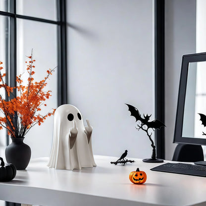 Middle Finger Cute Ghost Statue, Ghosts Small Scary Ghost Figurines, Halloween Home Decorations, Coffee Table Centerpieces Shelf Beauty World Shop