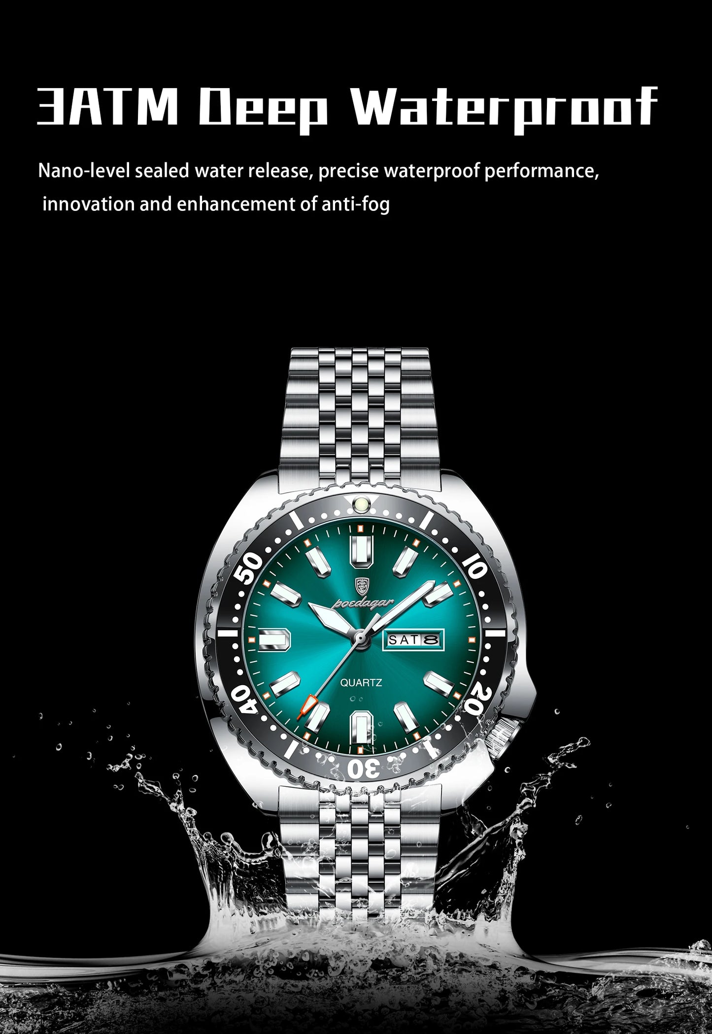 POEDAGAR Luxury Business Men Watch Date Week Waterproof Luminous Man Wristwatch Sport Stainless Steel Quartz Men's Watches Reloj Beauty World Shop