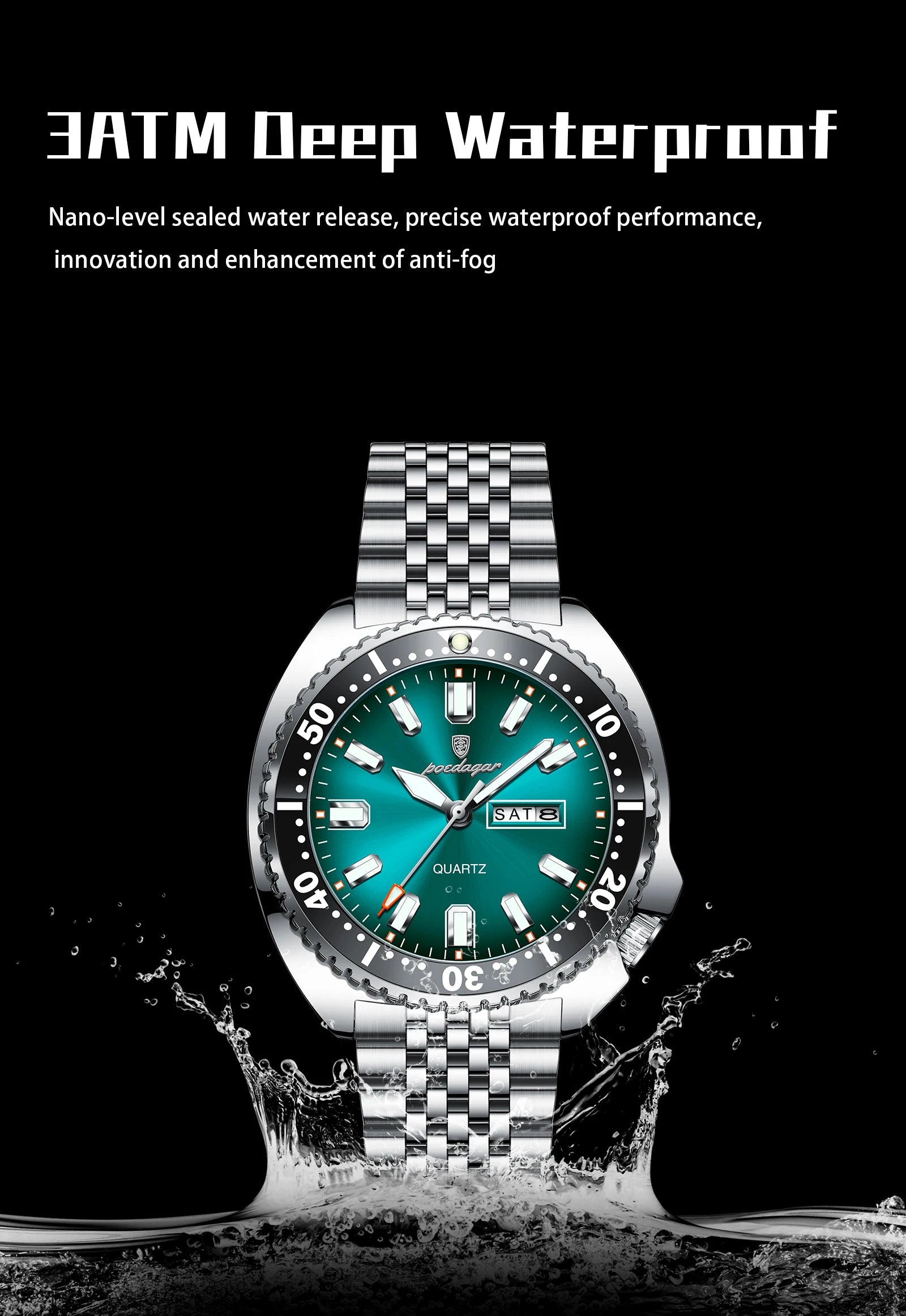 POEDAGAR Luxury Business Men Watch Date Week Waterproof Luminous Man Wristwatch Sport Stainless Steel Quartz Men's Watches Reloj Beauty World Shop