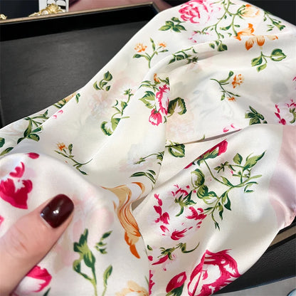 70cm Silk Feeling Square Scarf Women Satin Bandana Print Scarves Head Band Fashion Lady Hair Shawl Wrap Female Neckerchief Hijab Beauty World Shop