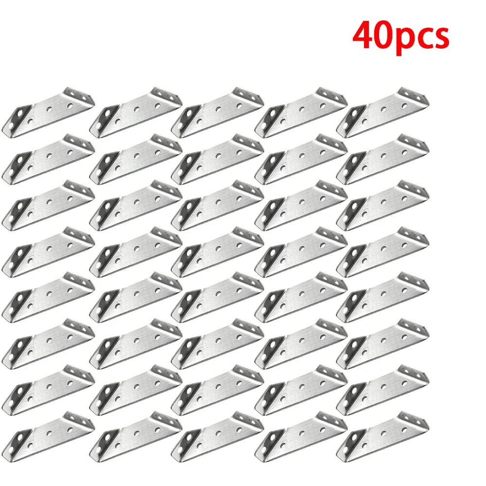 10/20/40/50pcs Thickened Stainless Steel Angle Code 90 Degrees Right Angle Fixed Bracket Furniture Connectors Beauty World Shop