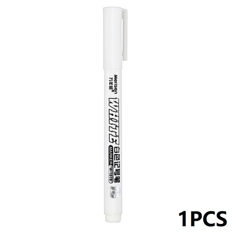 New 1/2/3PCS Waterproof Metal Marker Permanent White Paint Pen Washing Art Painting Graffiti Pens Fabric Wood Leather Marker1MM Beauty World Shop