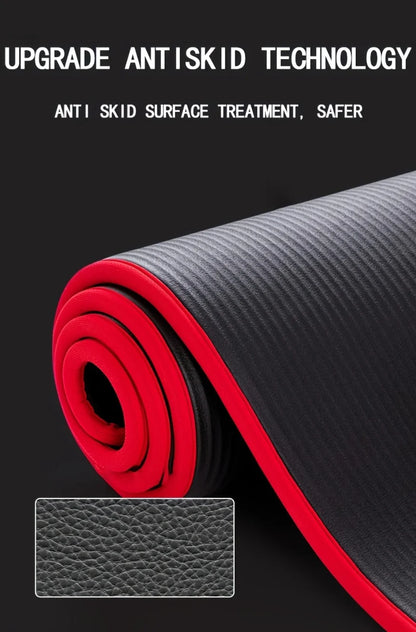 10MM Extra Thick 183cmX62cm Yoga Mats NBR Non-slip Exercise Mat Fitness Tasteless Pilates Workout Gym Mats With Bandage Beauty World Shop