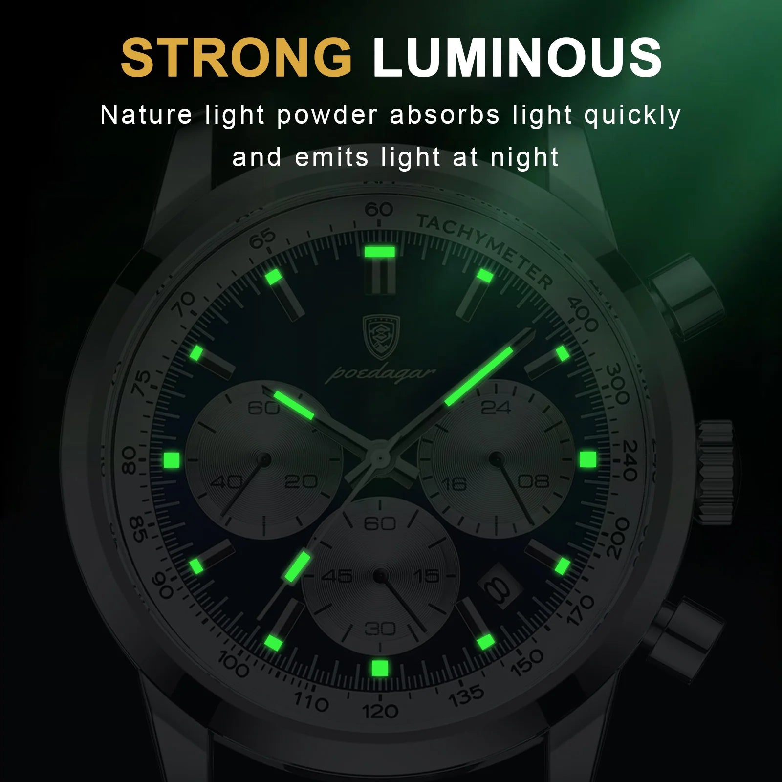 POEDAGAR Top Brand Men's Quartz Watch Waterproof Luminous Chronograph Military Man Watch Luxury Fashion Leather Watches For Men Beauty World Shop