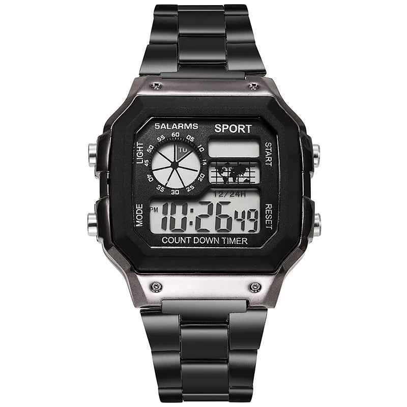 MAYZHISU Classic Men's Digital Watches Luxury Stainless Steel Strap Sport Watches Men Military Clock LED Sport Wristwatch Beauty World Shop