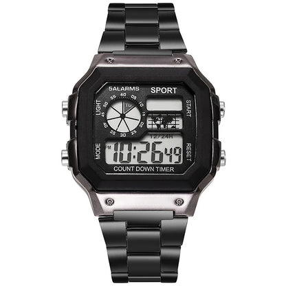MAYZHISU Classic Men's Digital Watches Luxury Stainless Steel Strap Sport Watches Men Military Clock LED Sport Wristwatch Beauty World Shop