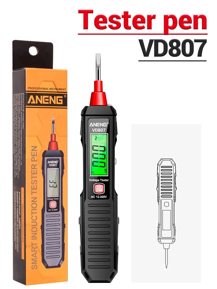ANENG VD807 One-word Induction Portable 50/60Hz Smart Electric Pen Tester NCV Sensor AC 12-300V Non-contact Wire Detector Tools Beauty World Shop