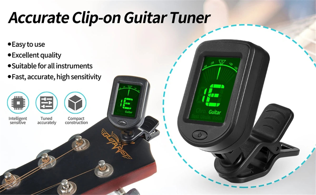 Guitar Tuner For All Instruments Clip on Electronic Tuner for Guitar Bass Ukulele Violin Mandolin Banjo Beauty World Shop