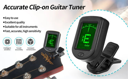 Guitar Tuner For All Instruments Clip on Electronic Tuner for Guitar Bass Ukulele Violin Mandolin Banjo Beauty World Shop