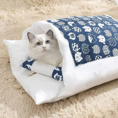 Kawaii Removable Cats Bed House Home Supplies Products for Adult Cats Large Pet Dog Bed Cat's House Cave Comfortable  Food Cute