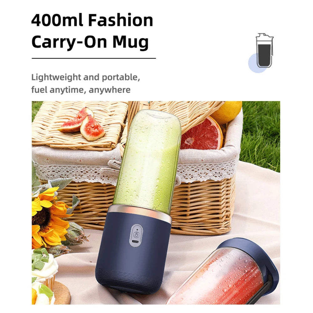 6 Blades Electric Juicer Cup with 2 Cups For Travel Portable Juicer Mixer Usb Charge Fresh Fruit Juice Personal Blender Smoothie Beauty World Shop