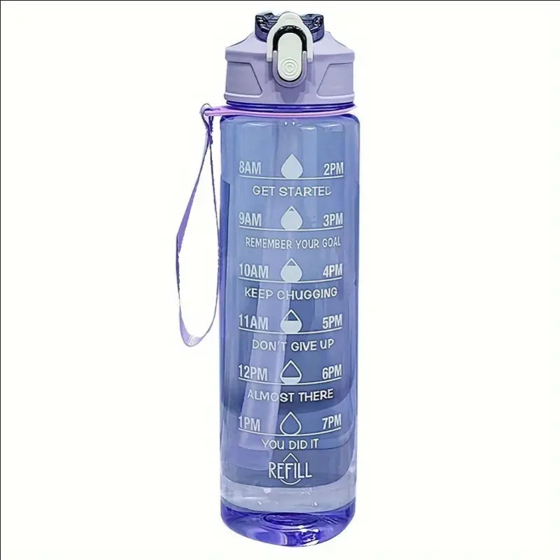 800ml/27oz Large Capacity Sports Water Bottle Leak Proof Plastic Drinking Cup With Time Scale Suitable For Travel Fitness Sports Beauty World Shop