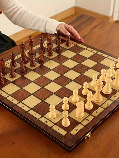44cm/ 17.3inWooden folding chess set felt game board inside store adult gift family game board Beauty World Shop