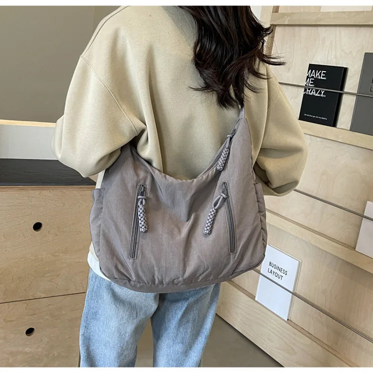 Trendy Women's Soft Cloth Shoulder Bag Solid Color Student 2026 Spring Y2k Casual Style Big Handbags Crossbody Bags for Women Beauty World Shop