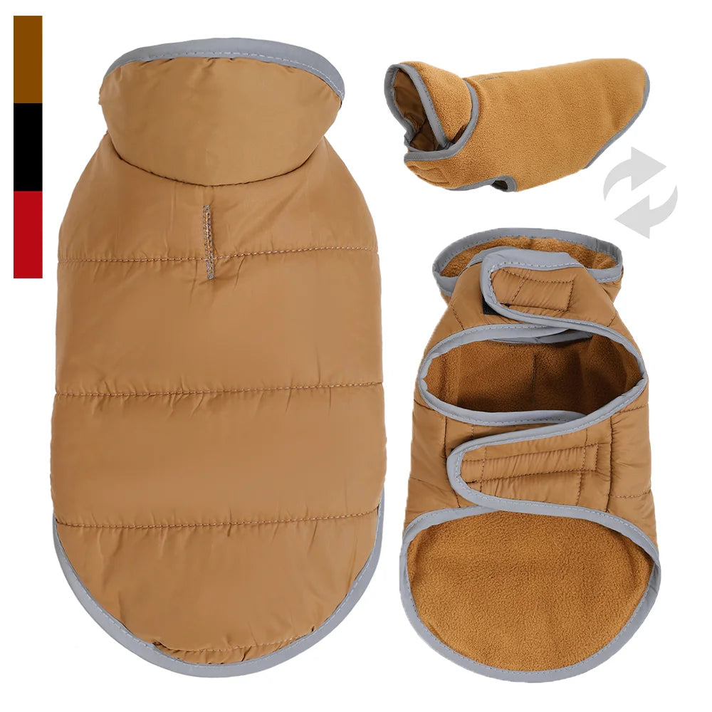 Reversible Dog Coat For Winter Fleece Warm Puppy Jacket With Leash Hole Waterproof Pets Jacket For Small Medium Dogs Chihuahua