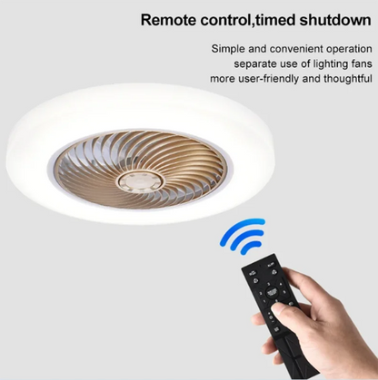 Smart Ceiling Fan Fans With Lights Remote Control Bedroom Decor Ventilator Lamp 52cm Air Invisible Blades Silent Beauty World Shop