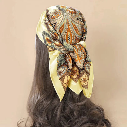 Luxury Brand Silk Square Paisley Scarf Women Satin Neck Hair Tie Band Soft Bandana Neckerchife 2025 Hijab Head Female Foulard Beauty World Shop