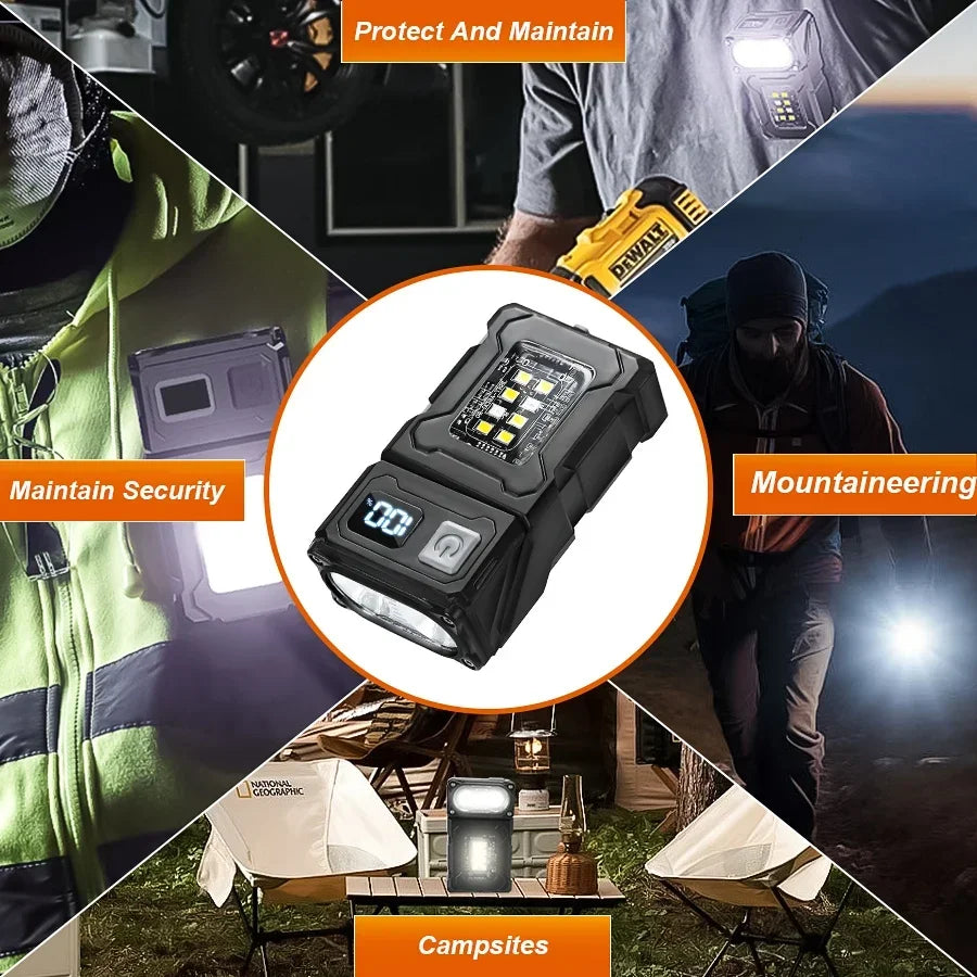 MINI USB Rechargeable LED Flashlight Portable Tail magnet flashlight Super Bright Camping Lantern Side COB emergency light Beauty World Shop