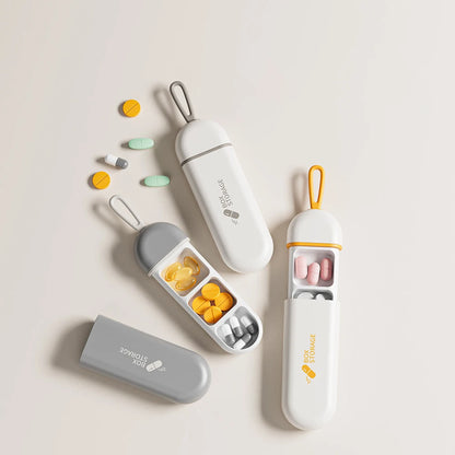 Portable Colorful 3 Spaces Medicine Case Health Care Container Case Pill Box Splitters Travel Pill Box Tiny Box Easy to Carry Beauty World Shop