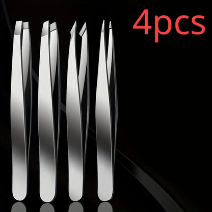 Ouriner Eyebrow Tweezers Set 4 Pcs Stainless Steel Eyebrow Forceps Professional Beauty Tool Set For Facial Hair Inward Growing Beauty Fashion
