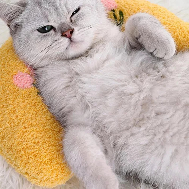 1PC Little Pillow for Cats, Ultra Soft Fluffy Pet Calming Toy Half Donut Cuddler for Joint Relief Sleeping Improve Beauty World Shop